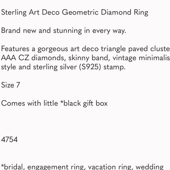 Sterling Art Deco Geometric Diamond Ring - Picture 12 of 12